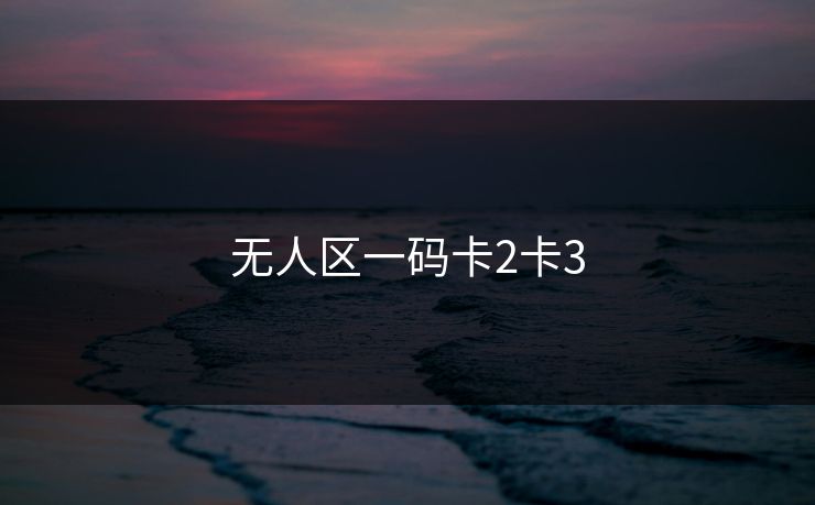 无人区一码卡2卡3