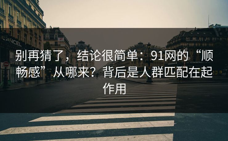 别再猜了，结论很简单：91网的“顺畅感”从哪来？背后是人群匹配在起作用